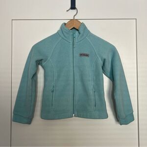 Columbia Jacket Kids Youth Sz XS Aqua Blue Fleece Full Zip Pockets Soft